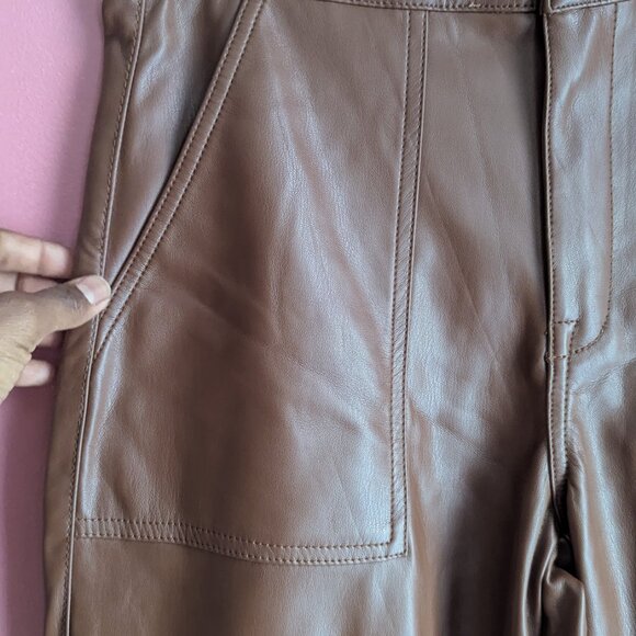 High Rise Wide Leg Vegan Leather Pant - Picture 6 of 6